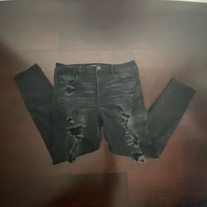 American Eagle Black Distressed Jeggings